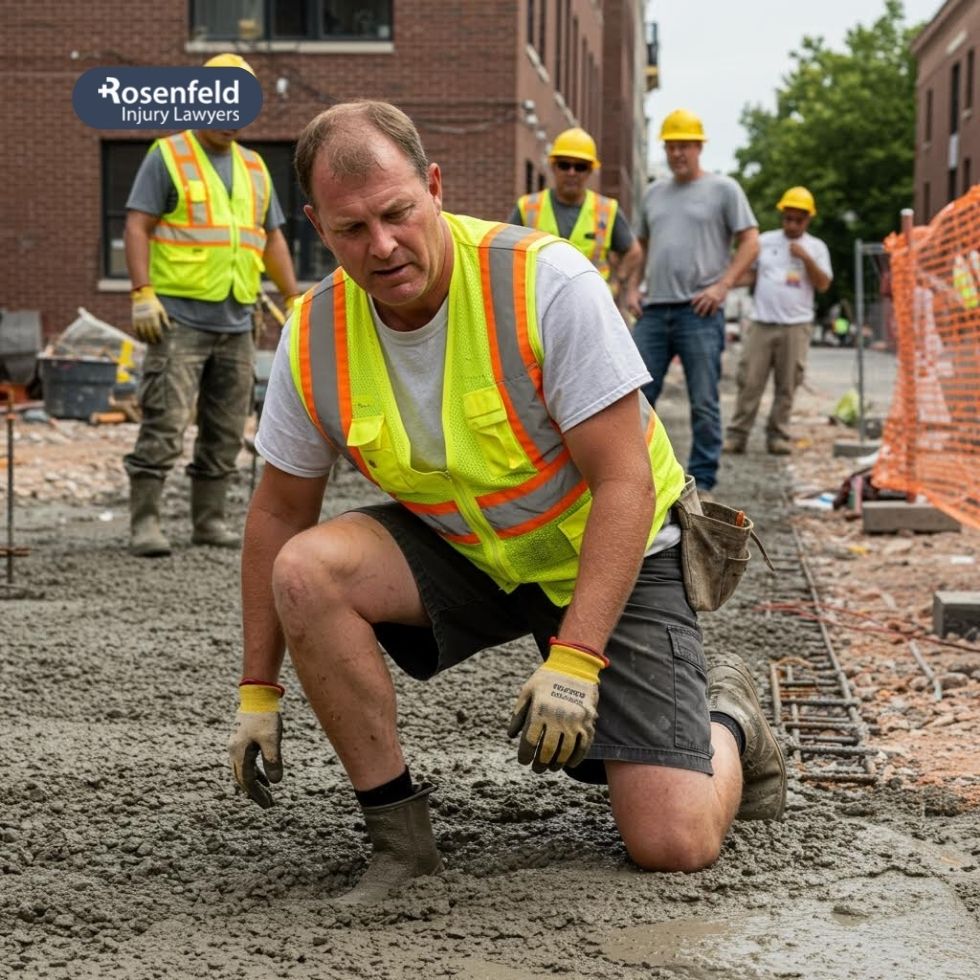 Chicago lawyer for burns caused by concrete dust.
